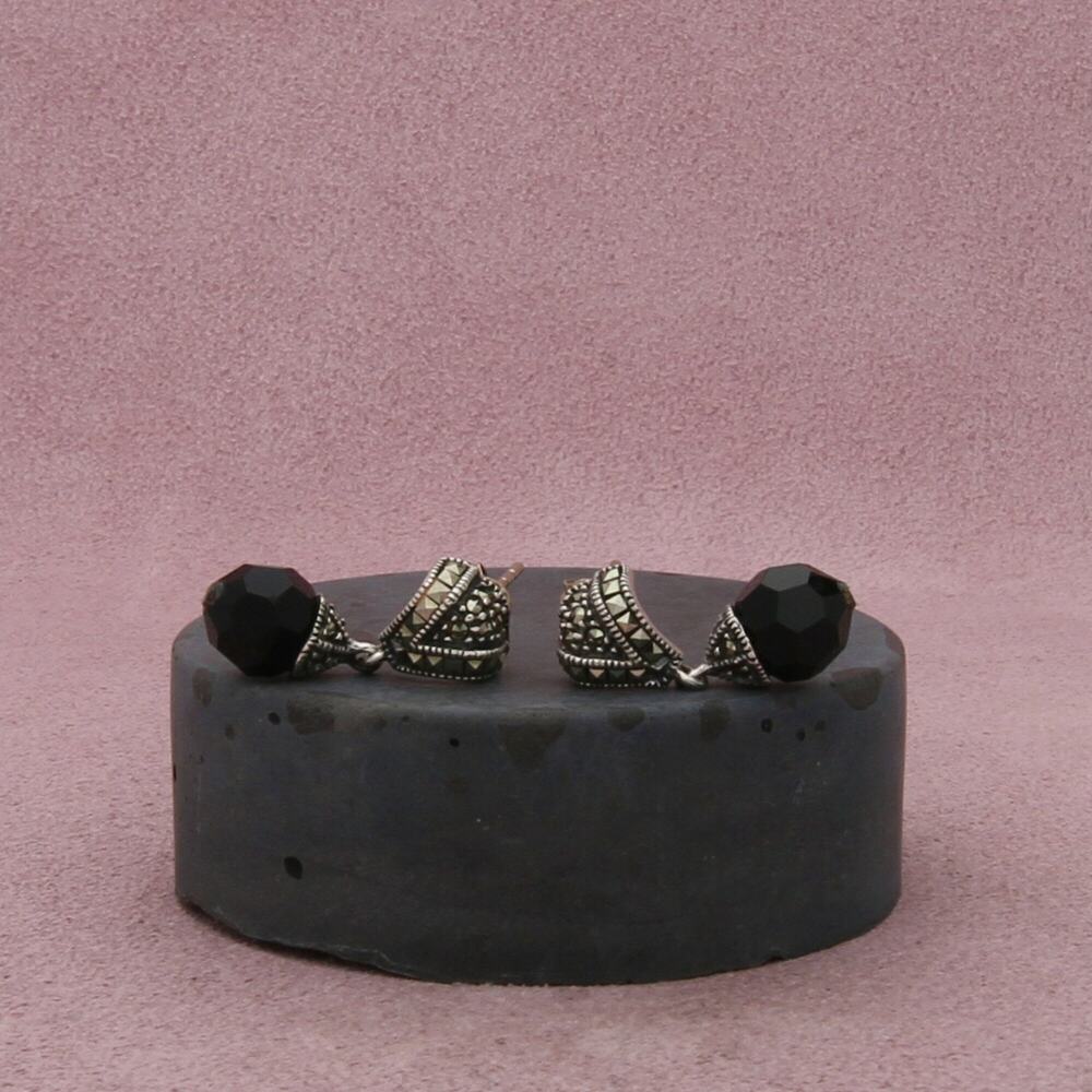 ⚡clearance⚡ judith jack sterling silver marcasite black bead dangle earrings